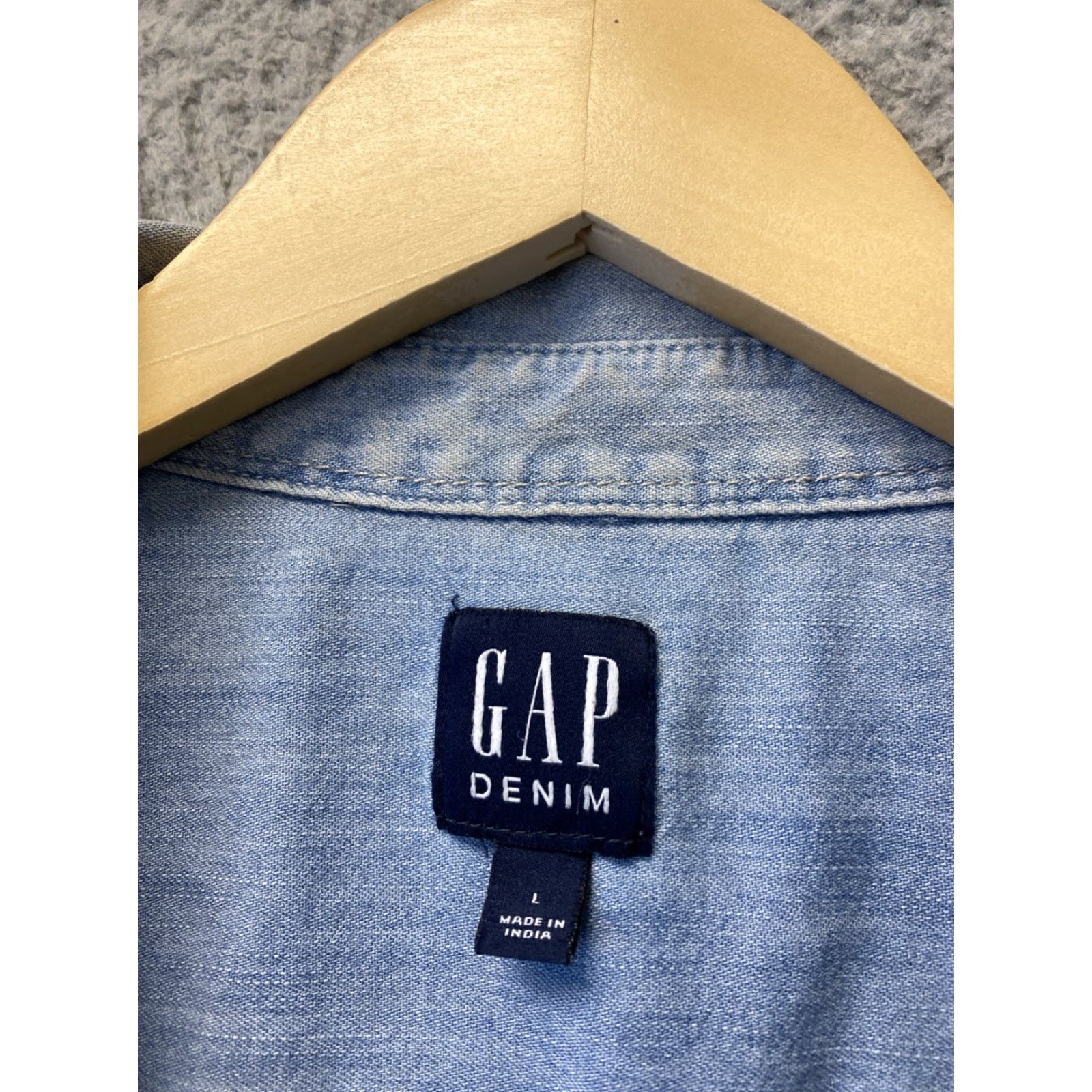 Gap VINTAGE GAP Denim Dress Women's Large Blue Long Sleeve Button Pockets Casual Formal Party 138-18 Size L / US 10 / IT 46 - 3 Thumbnail