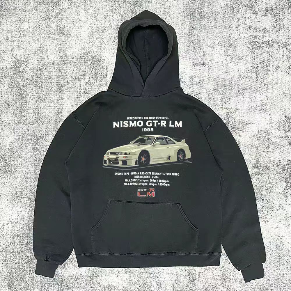 Vintage Black washed retro car print hoodie y2k Size US M / EU 48-50 / 2 - 1 Thumbnail
