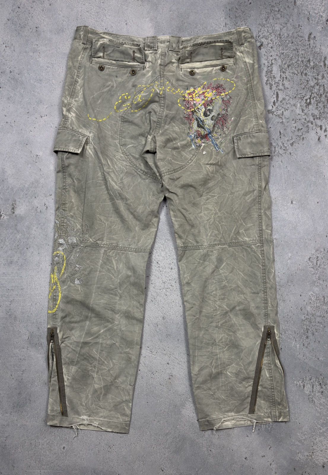 Christian Audigier Ed Hardy cargo pants zip multi pocket vintage Audigier rare Size US 36 / EU 52 - 1 Thumbnail