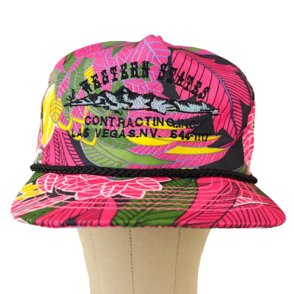 Pinko **Vintage Western States Contracting 80s Floral Pink Snapback Hat Mens One Size** User: Vintage 80s Floral Pink Snapback Hat Mens One Size Size ONE SIZE - 3 Thumbnail