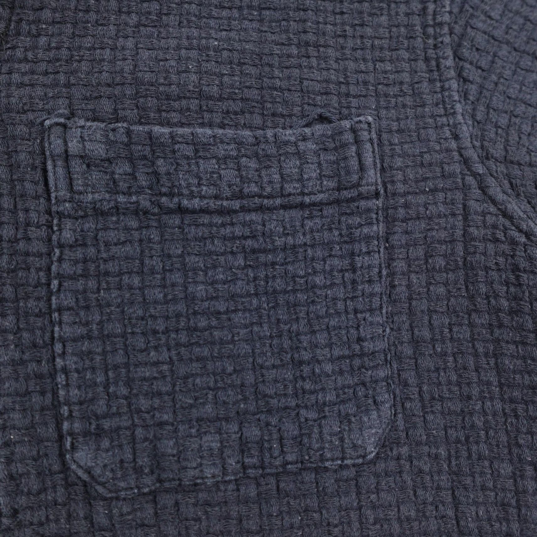 Vintage Kenny Flowers Shirt Mens Large Navy Blue Waffle Knit Textured Button Up Camp Size US L / EU 52-54 / 3 - 3 Thumbnail