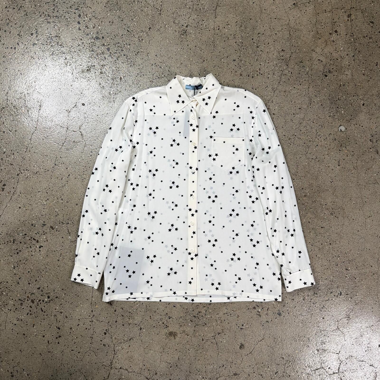 Prada Prada Silk Star Print Shirt Size US L / EU 52-54 / 3 - 1 Thumbnail