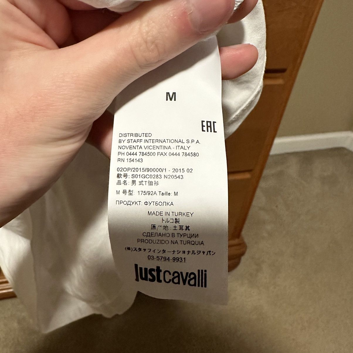 Just Cavalli Just Cavalli Men's White Logo Graphic Print Crewneck T Shirt Size US M / EU 48-50 / 2 - 8 Thumbnail