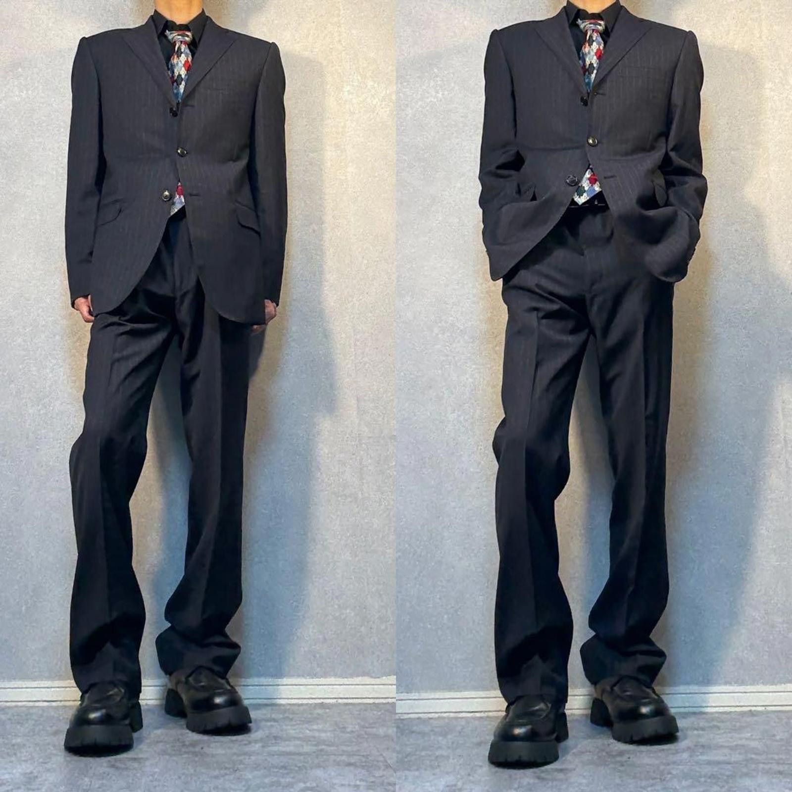 Givenchy Givenchy - Men's Black Pinstripe Suit Jacket and Trousers Size 38R - 1 Thumbnail