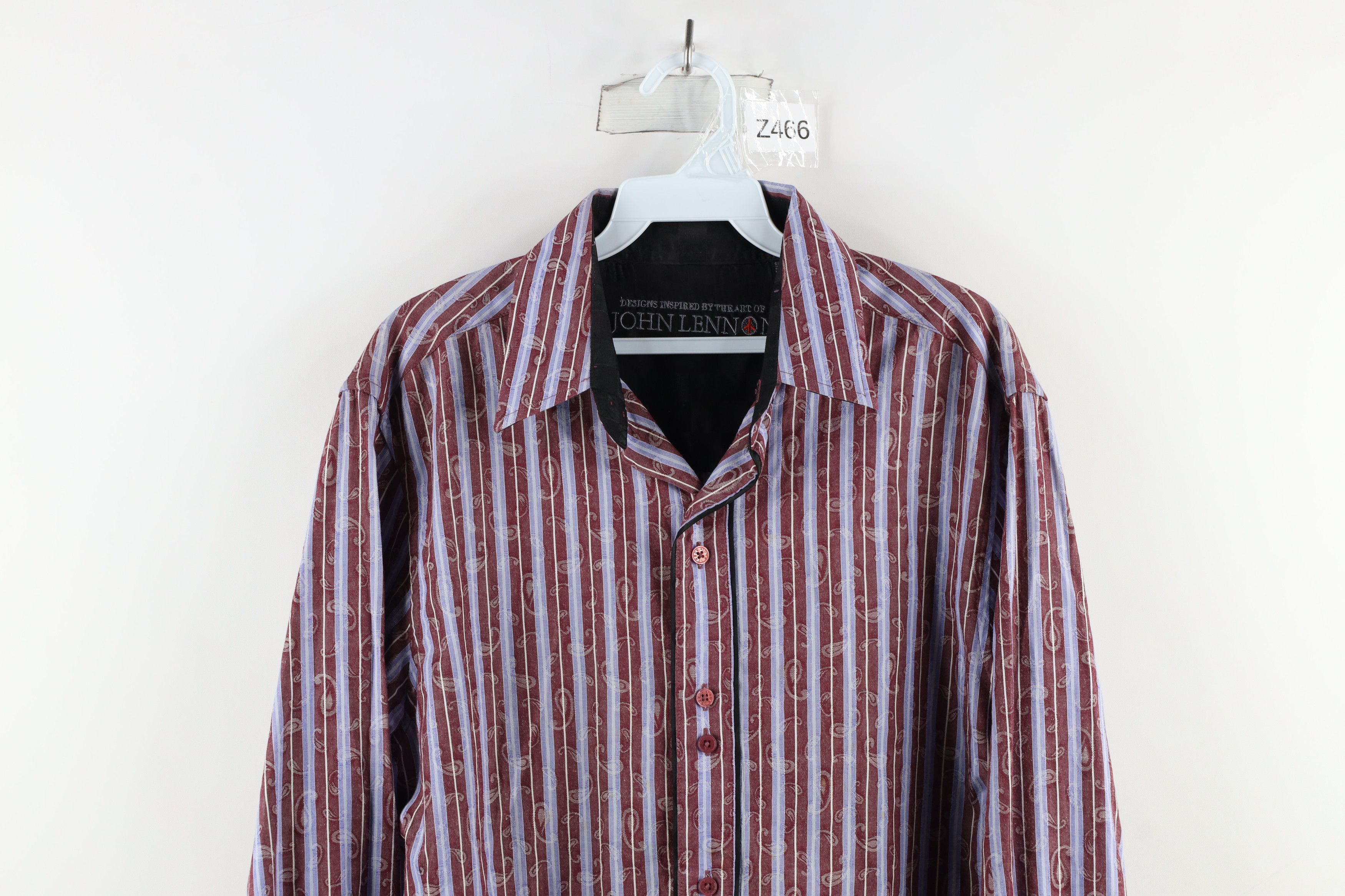 Vintage Vintage John Lennon Striped Paisley Collared Button Shirt Size US M / EU 48-50 / 2 - 2 Thumbnail