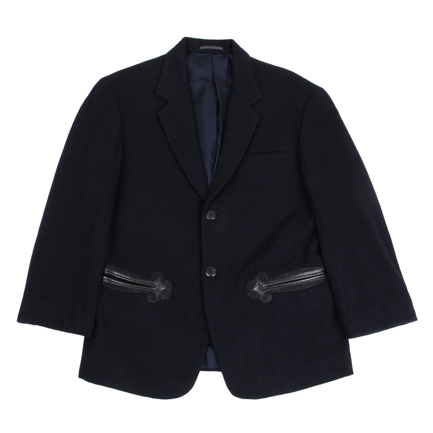 Yohji Yamamoto Yohji Yamamoto Leather Pocket Wool Jacket Size US S / EU 44-46 / 1 - 1 Thumbnail