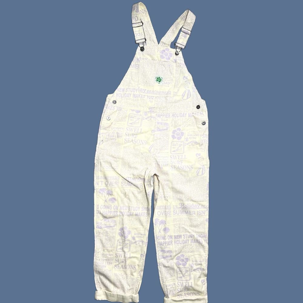 Vans VANS Overalls Pants Women S Cream Jeans 28.5” Inseam Small Surfer Newspaper Purple Size 28" / US 6 / IT 42 - 1 Thumbnail