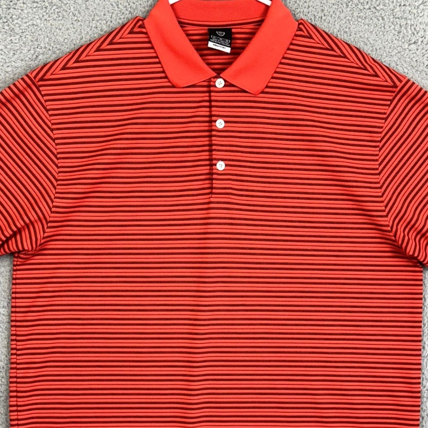 Nike Nike Polo Shirt Mens XL Orange Black FitDry Golf Striped Rugby Performance Logo Size US XL / EU 56 / 4 - 2 Thumbnail