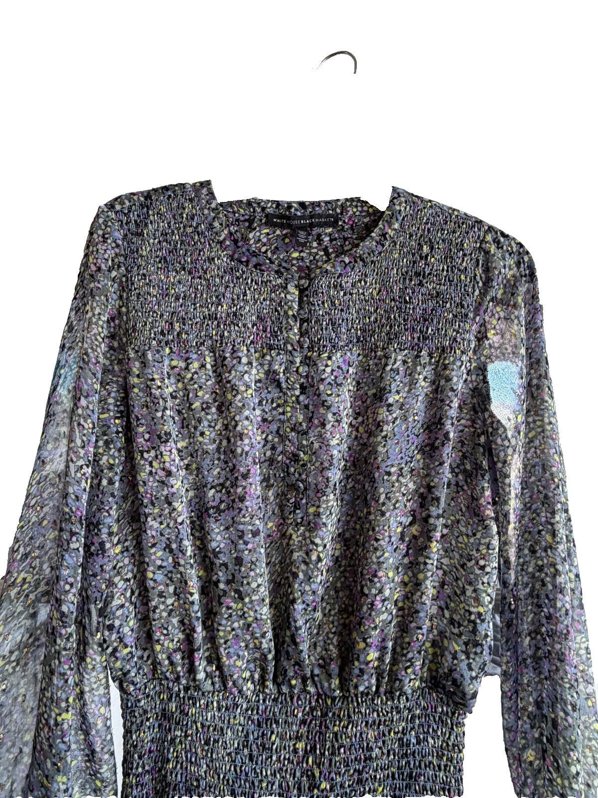 Other WHBM Pointillism Blouson Dress Long Sleeves S Metallic Size S / US 4 / IT 40 - 3 Thumbnail