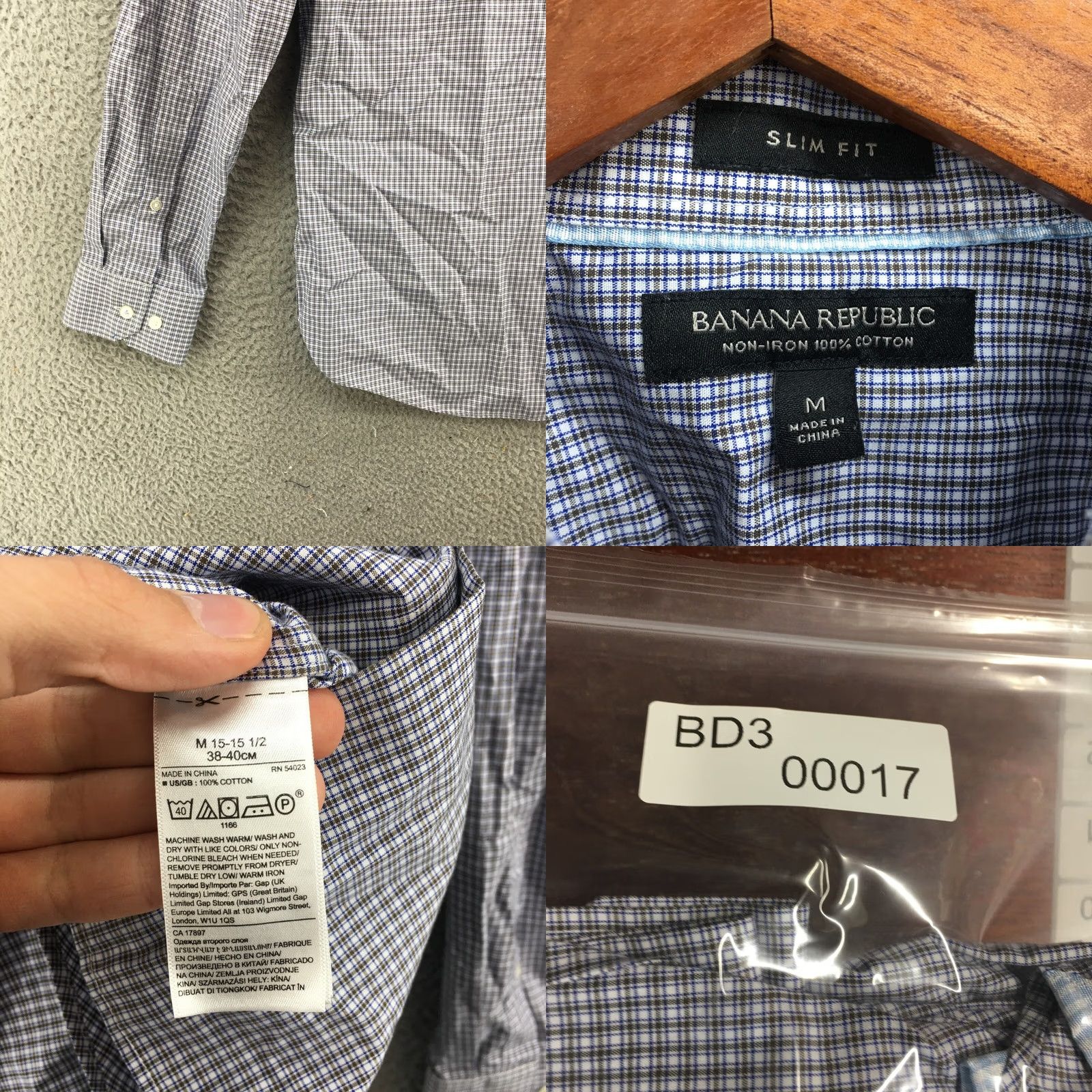 Banana Republic Banana Republic Dress Shirt Mens M Blue Slim Fit Button Up Collared Long Sleeve Shirt Size 40R - 9 Thumbnail