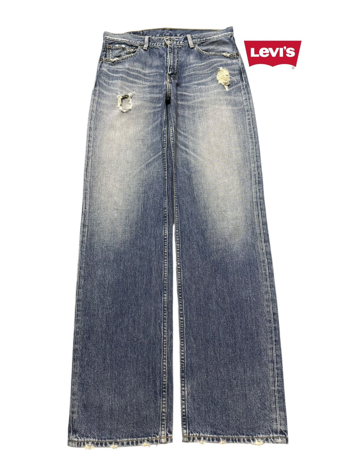 Levi's Vintage Y2K Levis 502 Blue Faded Wash Distress Regular Fits Size US 32 / EU 48 - 1 Thumbnail