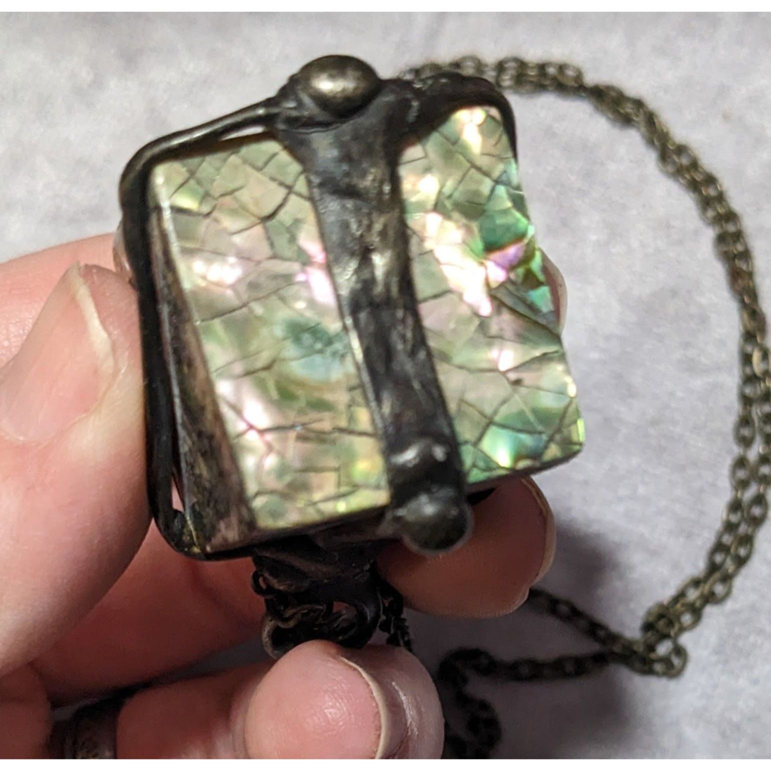 Other Vintage Abalone Crackle Cube Pendant Necklace Size ONE SIZE - 19 Thumbnail