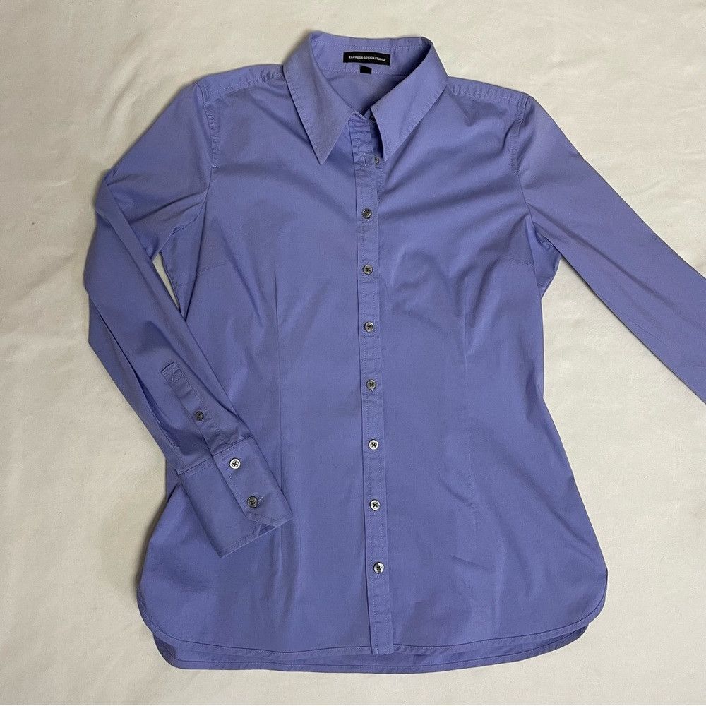 Express Express Design Studio Long Sleeve Purple Cotton Shirt Size Size L / US 10 / IT 46 - 6 Thumbnail