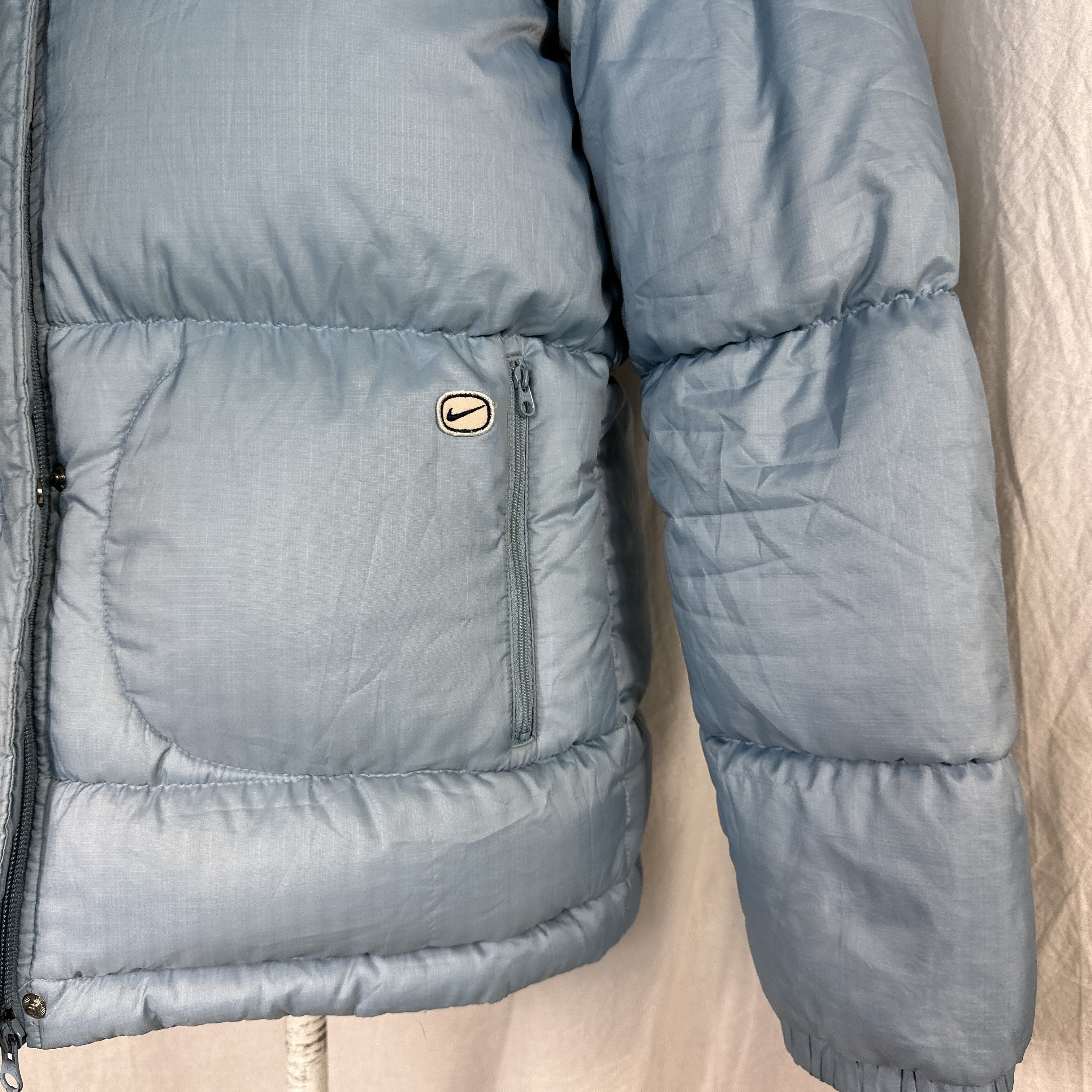 Nike × Vintage Swoosh Puffer Down Jacket Baby Blue Size US S / EU 44-46 / 1 - 9 Thumbnail