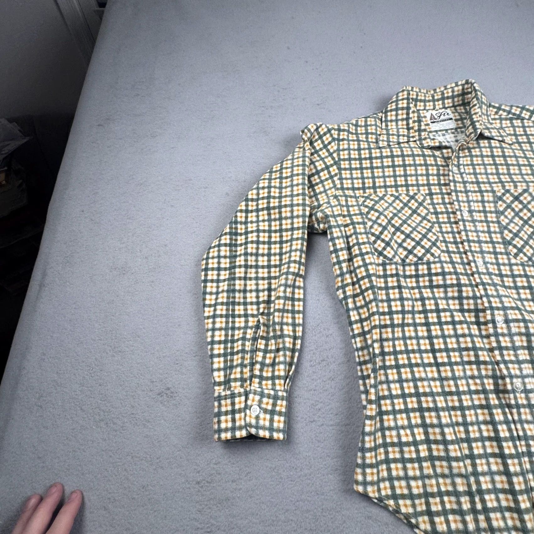 JCPenney VINTAGE JCPenney Fir Flannel Shirt Mens Green White Plaid Long Sleeve Button Up Size US M / EU 48-50 / 2 - 5 Thumbnail