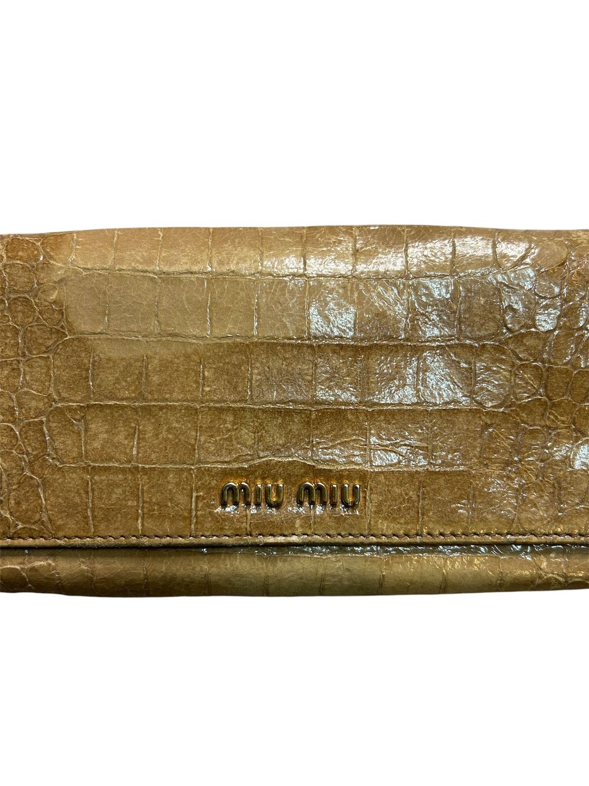 Miu Miu Miu Miu Croc Embossed Patent Leather Flap Continental Wallet Size ONE SIZE - 3 Thumbnail