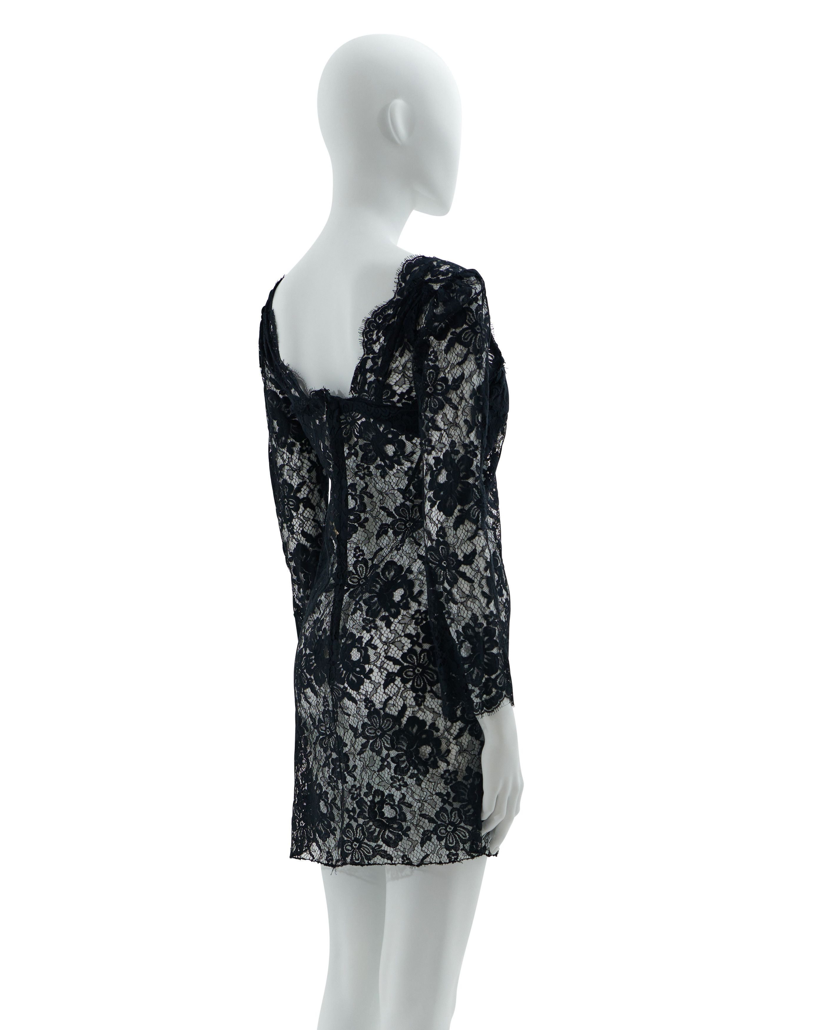 Dolce & Gabbana F/W 2001 Black lace slip dress with attached bra Size S / US 4 / IT 40 - 5 Thumbnail