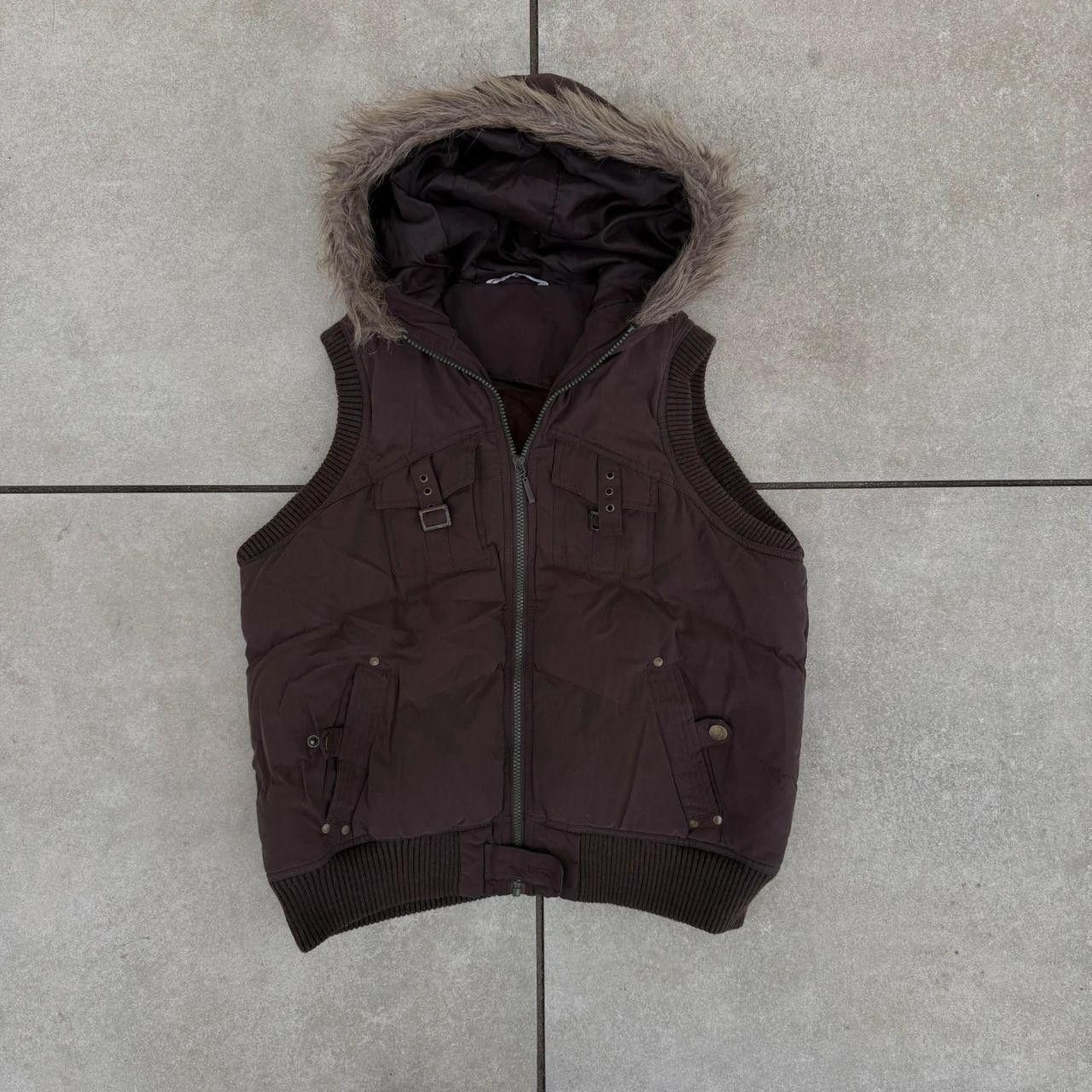 Vintage Vintage 90s Faux Fur Warmed Vest Gilet Brown Size L / US 10 / IT 46 - 1 Thumbnail