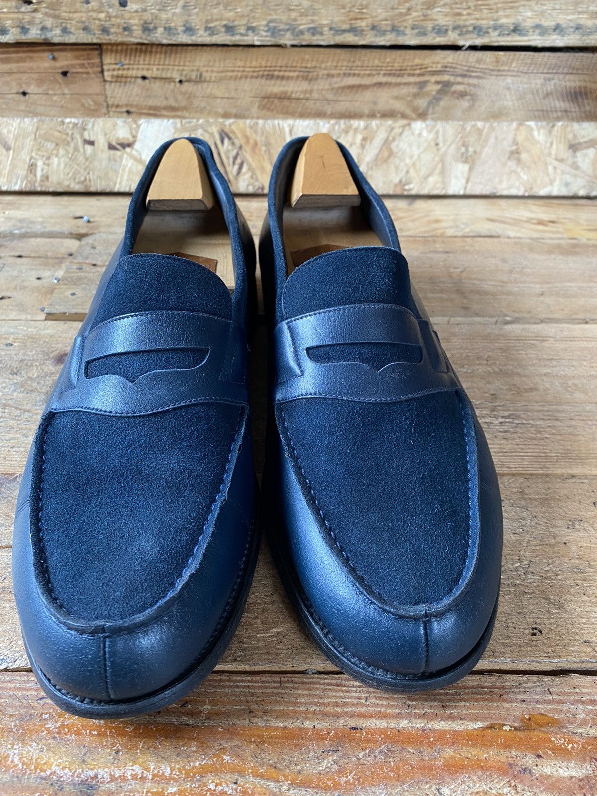 J.M. Weston J.M.Weston 180 blue suede penny loafers sz uk 9E US 10 Size US 9.5 / EU 42-43 - 2 Thumbnail