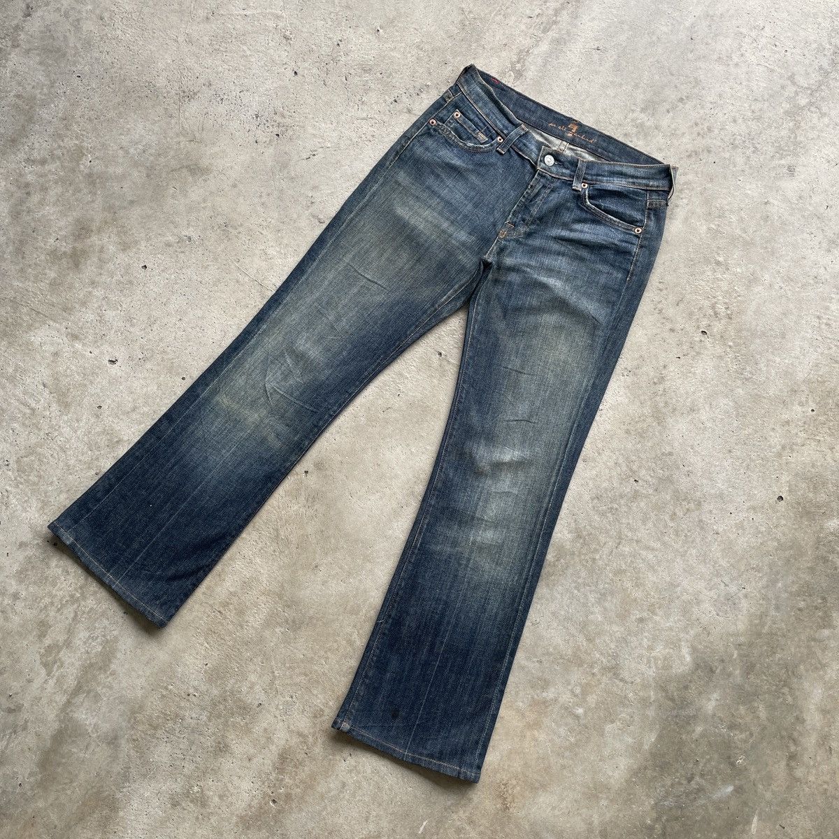 7 For All Mankind × Jean Vintage 7 For All Mankind USA Flare Faded Jeans Pants W29 Size US 29 - 2 Thumbnail