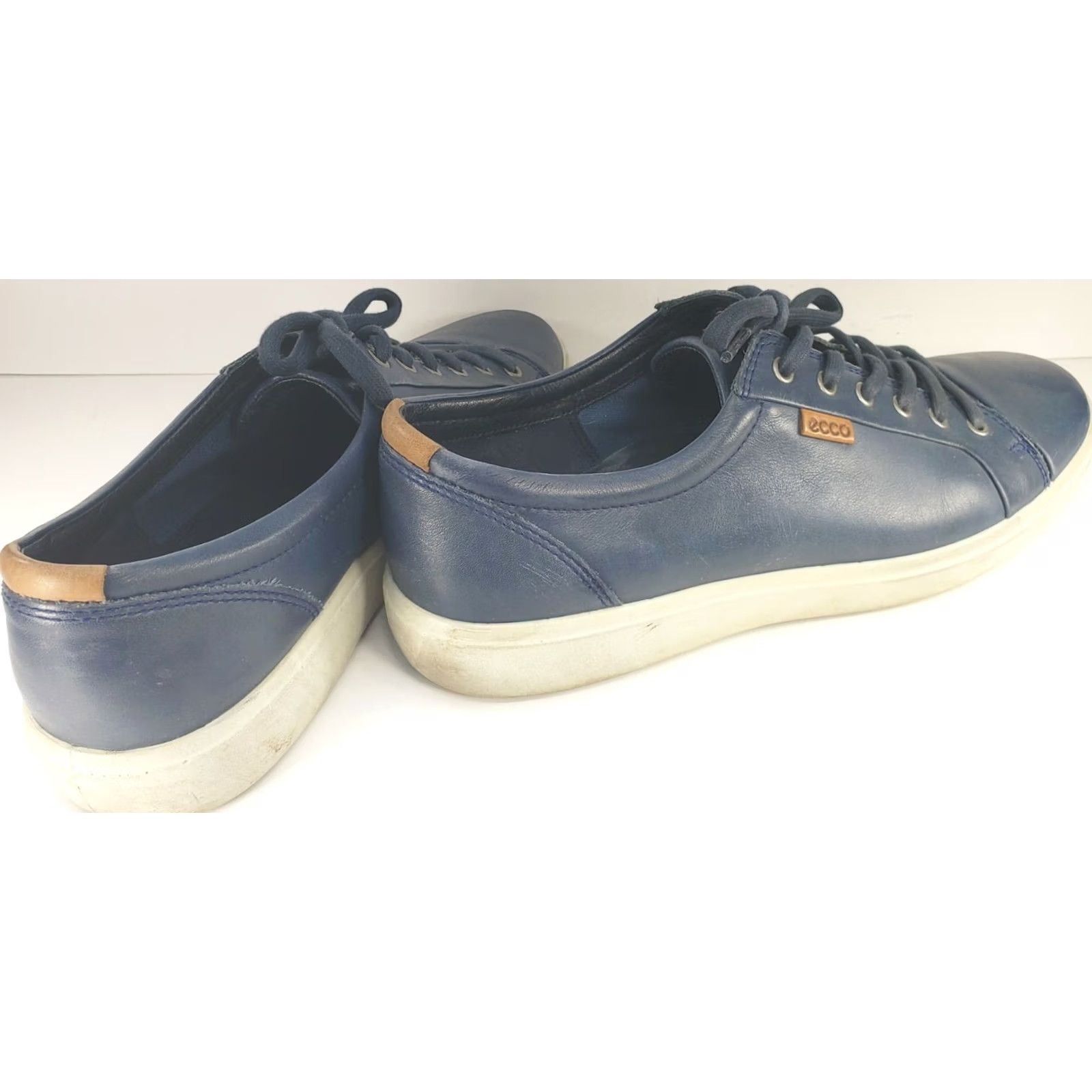 Ecco VINTAGE ECCO Mens Soft 7 Navy Blue Leather Shoes 13M 47EU Low Top Sneaker Comfort Casual Mens Size US L / EU 52-54 / 3 - 4 Thumbnail