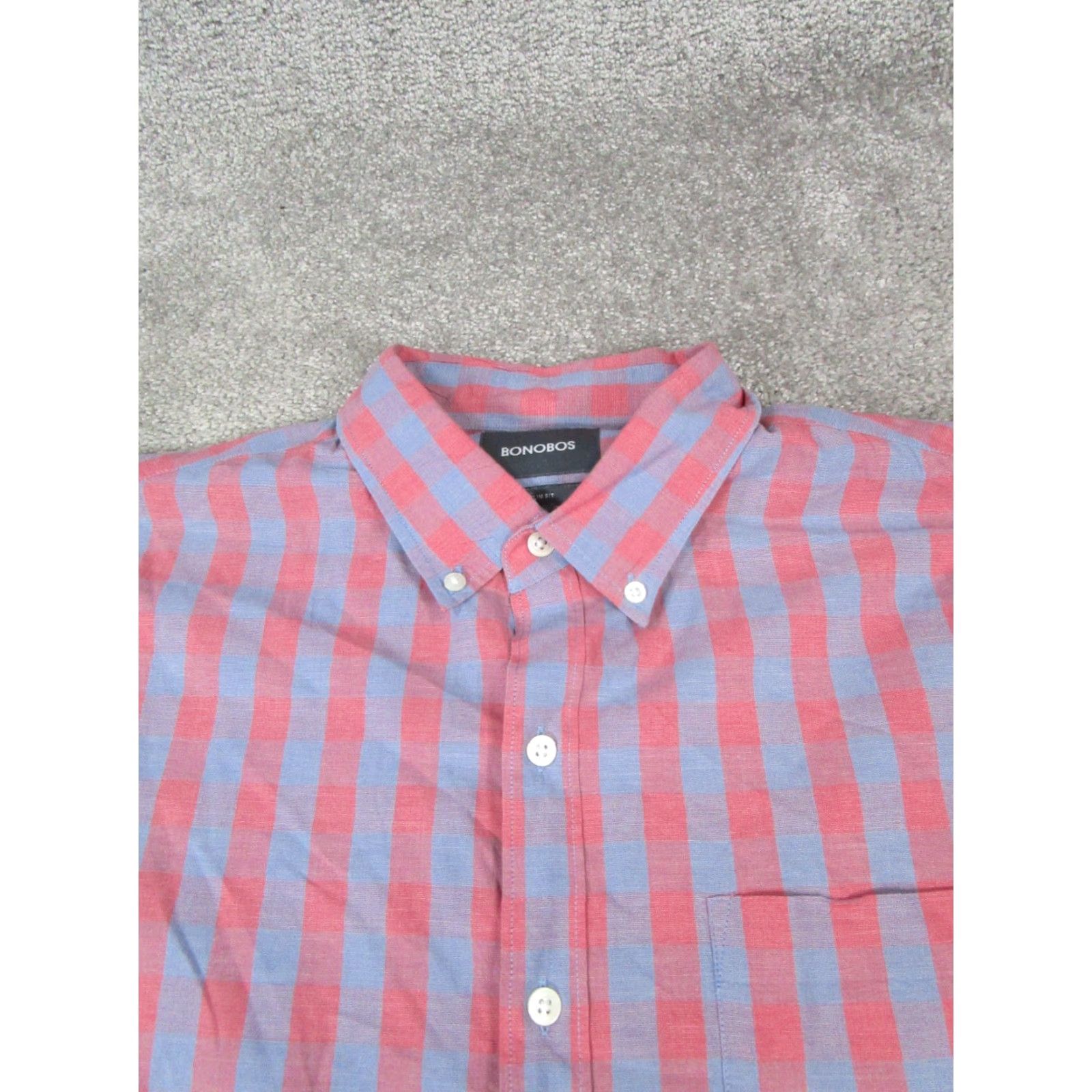 Bonobos Bonobos Shirt Mens XL Red Cotton Button-Up Plaid Long Sleeve Casual Slim Button-Down Collar-Down Mens Size US XL / EU 56 / 4 - 2 Thumbnail