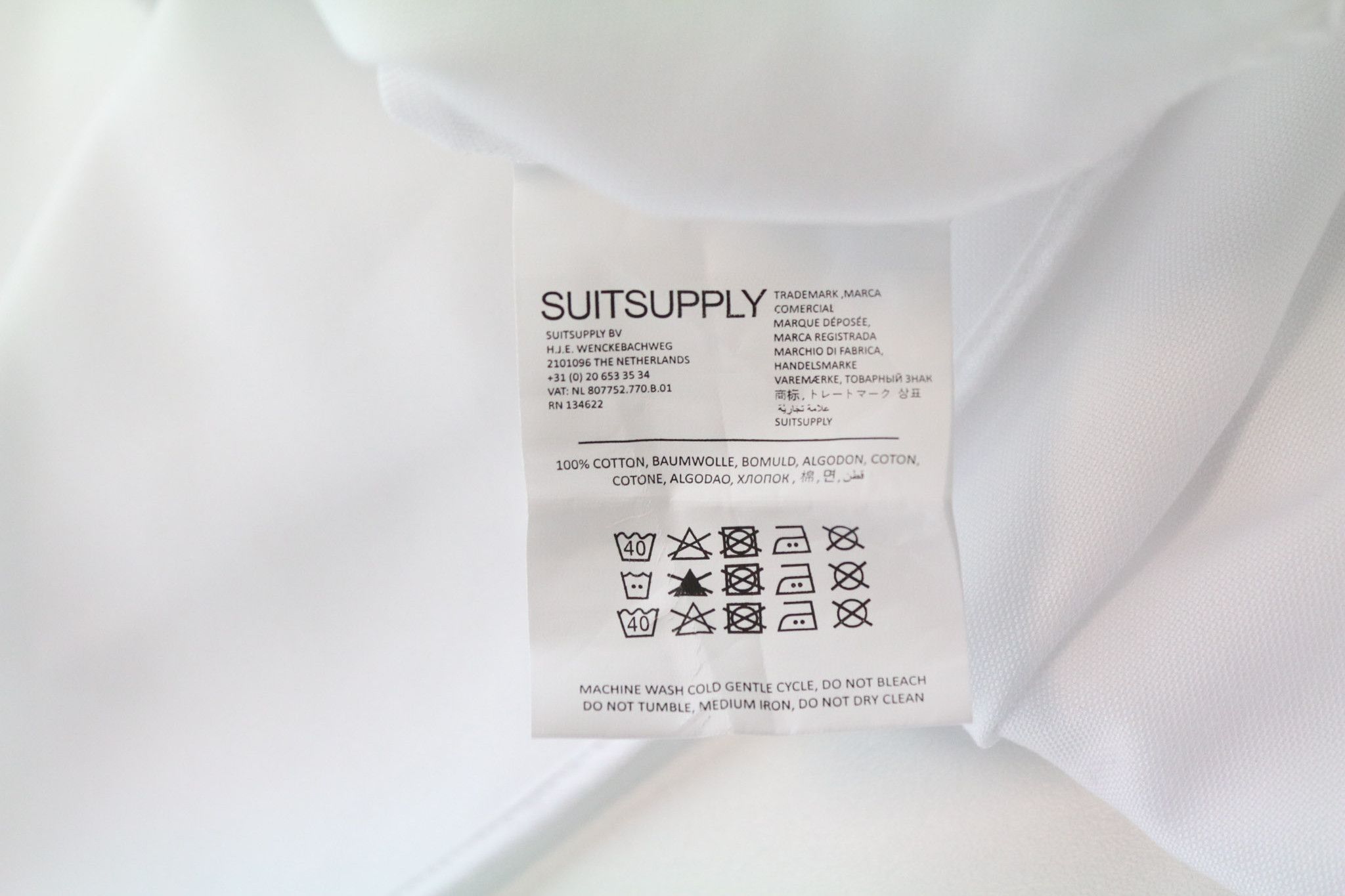 Suitsupply TRAVELLER 35 Extra Slim White Cotton Long Sleeve 78701 Size 36R - 6 Thumbnail