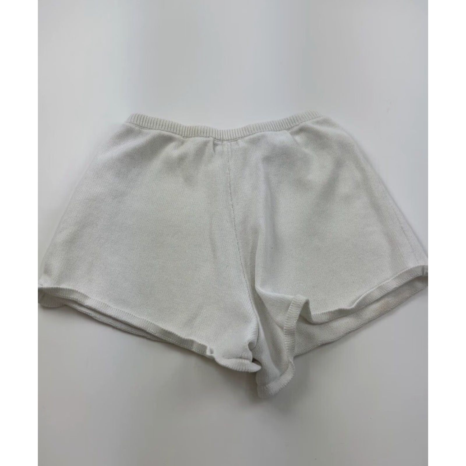 Vintage Sabo Skirt Mom Shorts Women's Medium White Knit Size 32" / US 10 / IT 46 - 2 Thumbnail