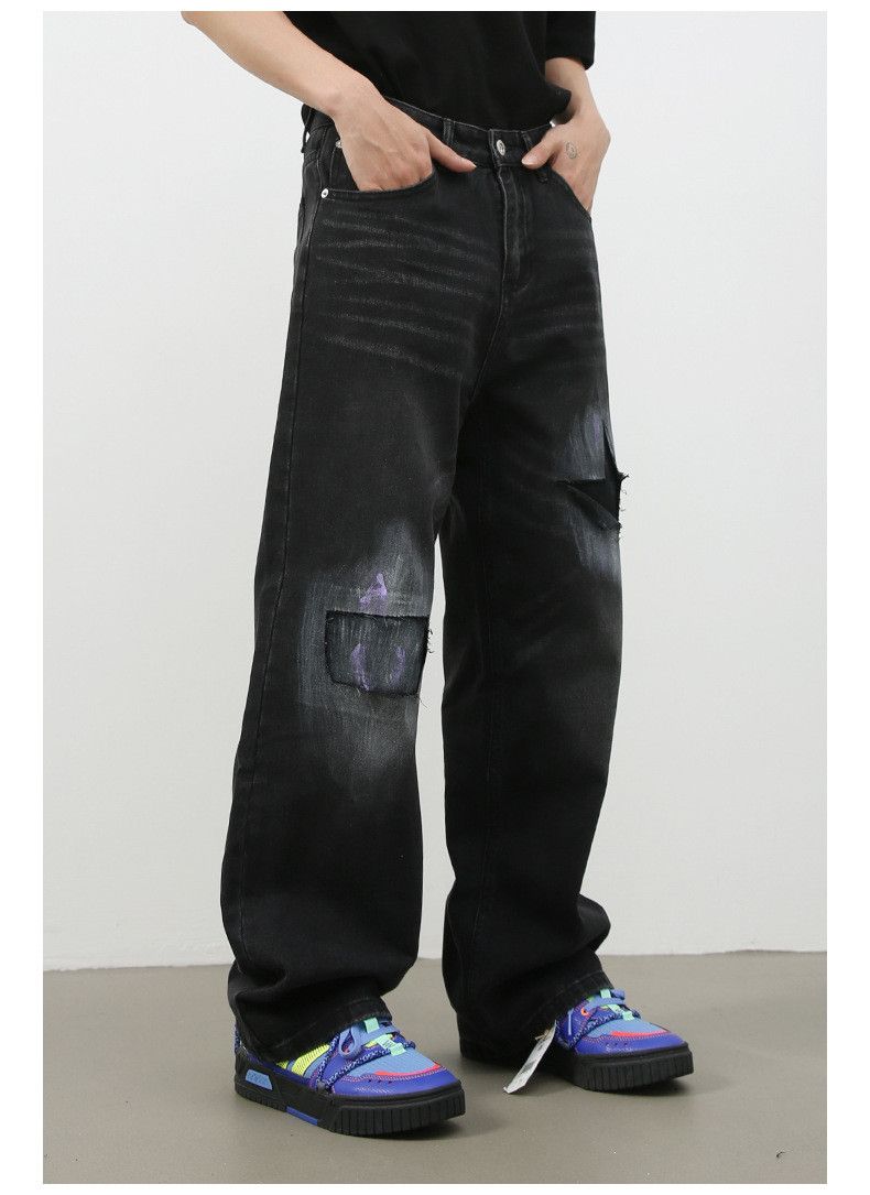 Japanese Brand × Jean American high street men's loose straight retro ripped jeans Size US 32 / EU 48 - 4 Thumbnail