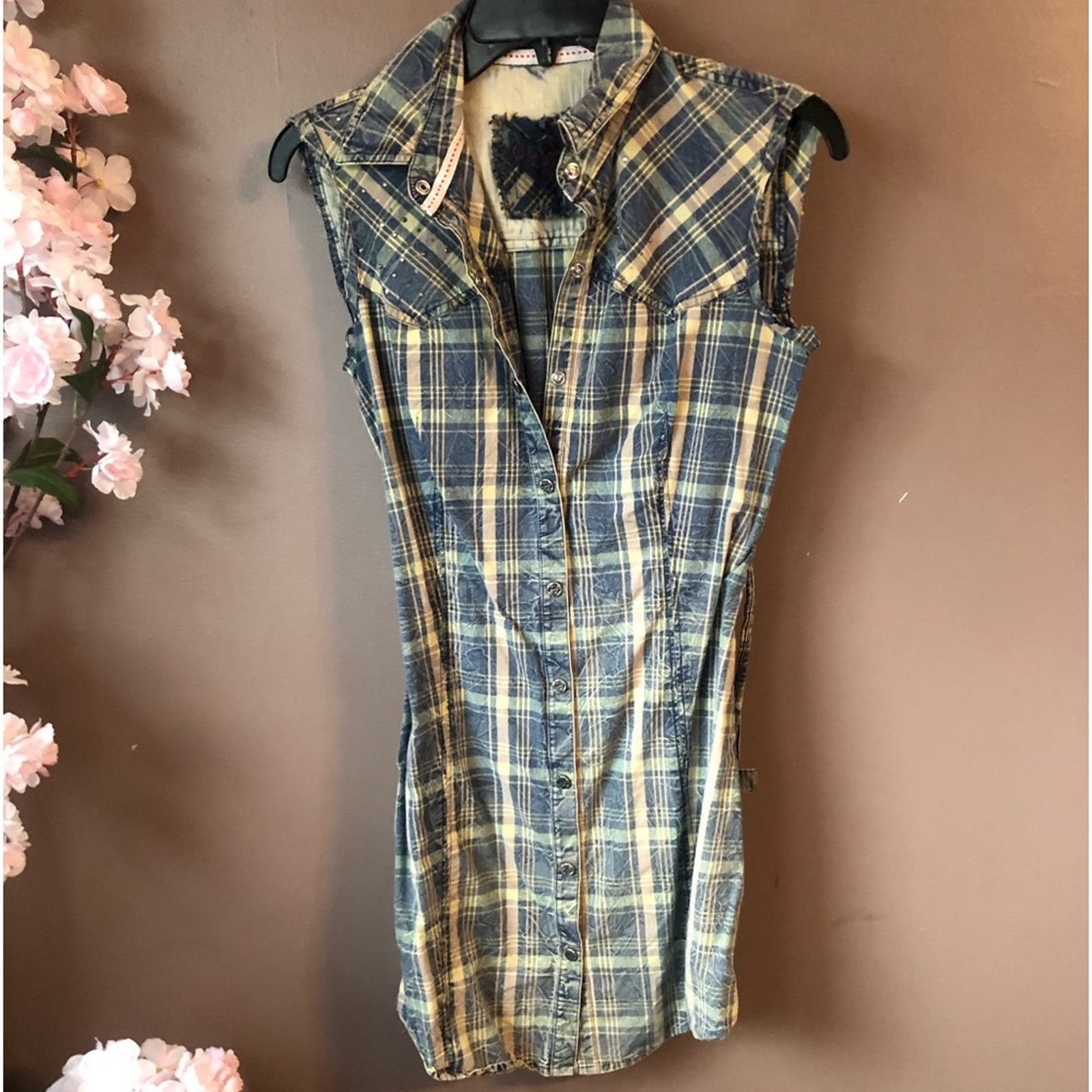 Guess Guess plaid top shirt w/ belt Size XS / US 0-2 / IT 36-38 - 2 Thumbnail