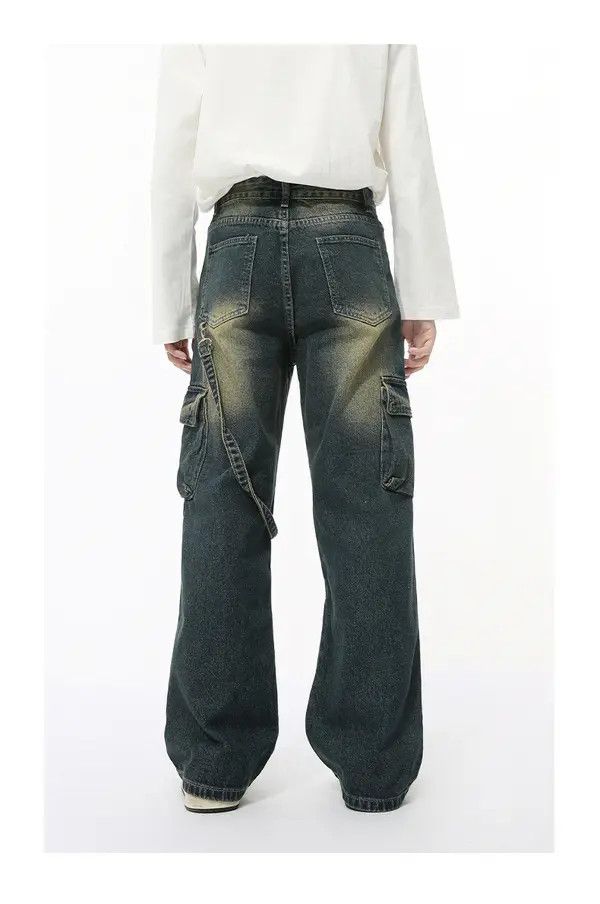 Japanese Brand Distressed patchwork multi-pocket lanyard distressed jeans Size US 32 / EU 48 - 5 Thumbnail