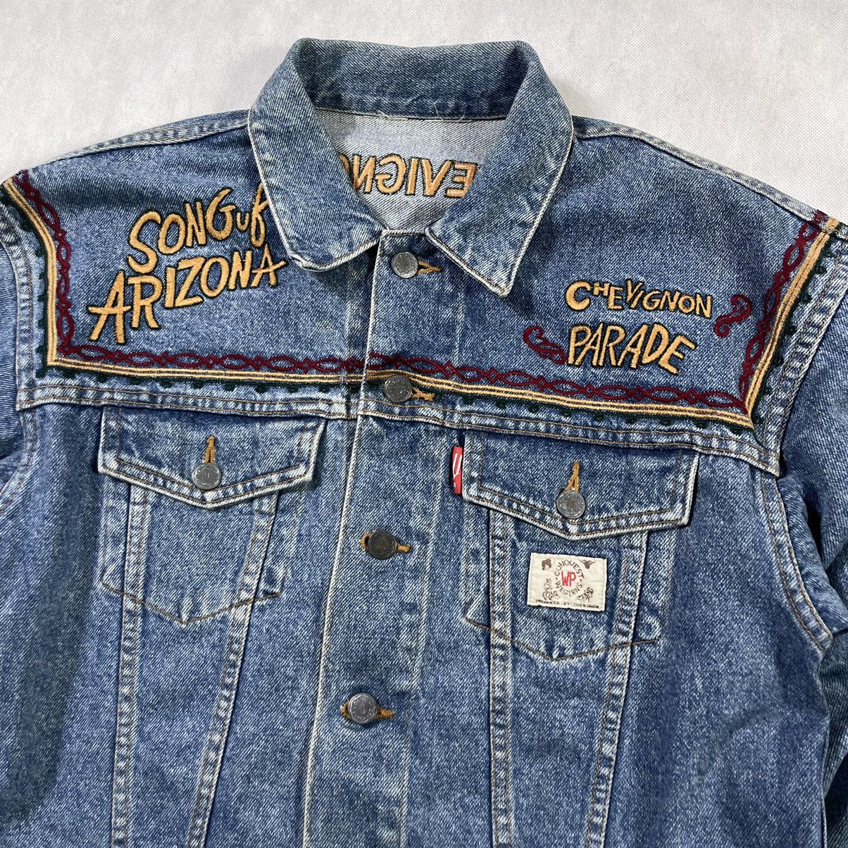 Rare!! Vintage CHEVIGNON Conquest Embroidery Denim Jacket