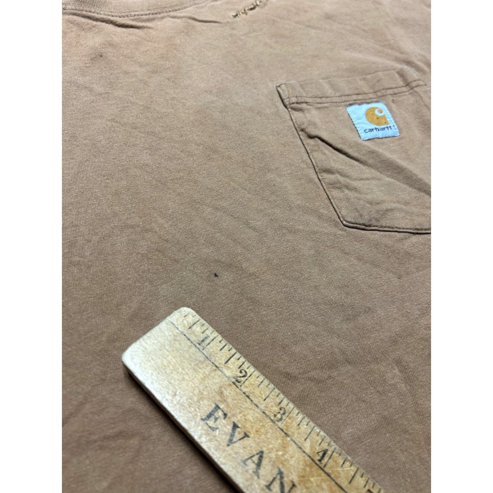 Carhartt VINTAGE Carhartt Long Sleeve Pocket T Shirt Brown Tan Distressed Repaired Boxy XL Mens Size US XL / EU 56 / 4 - 3 Thumbnail