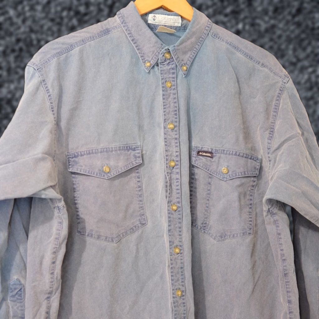 Denime Columbia Denim Shirt Blue Long Sleeve Outdoors Ranch Workwear Mens L Size US L / EU 52-54 / 3 - 1 Thumbnail