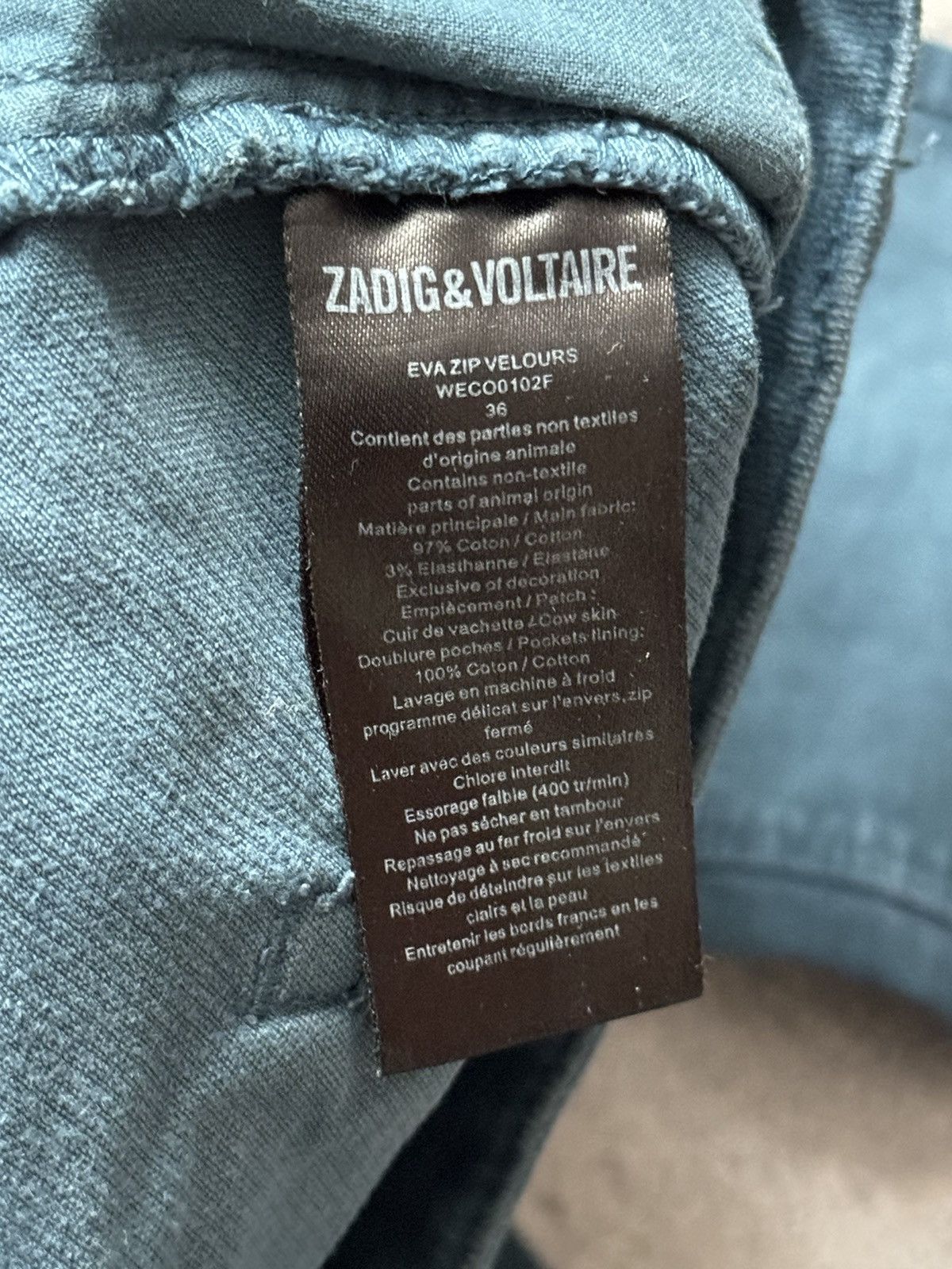 Designer × Zadig & Voltaire Zadig & Voltaire 36 eva zip velours pant trouser chino Jean Size 25" / US 0 / IT 36 - 9 Thumbnail