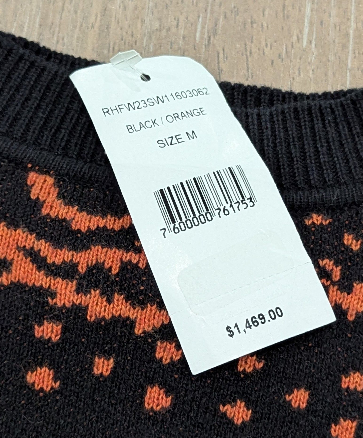 Rhude RHUDE Bandana Knit Cotton/Cashmere Sweater Black/Orange M Size US M / EU 48-50 / 2 - 8 Thumbnail