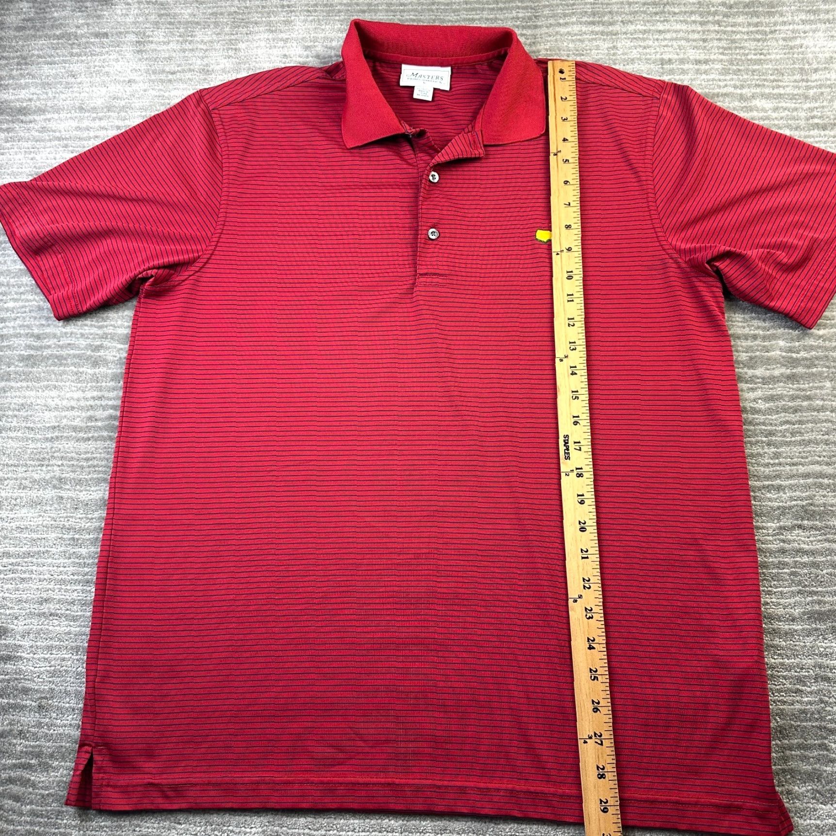 Vintage Masters Polo Shirt Mens L Red Striped Golf Performance Augusta National Adjustable Collar Short Sleeve Polo Size US L / EU 52-54 / 3 - 8 Thumbnail