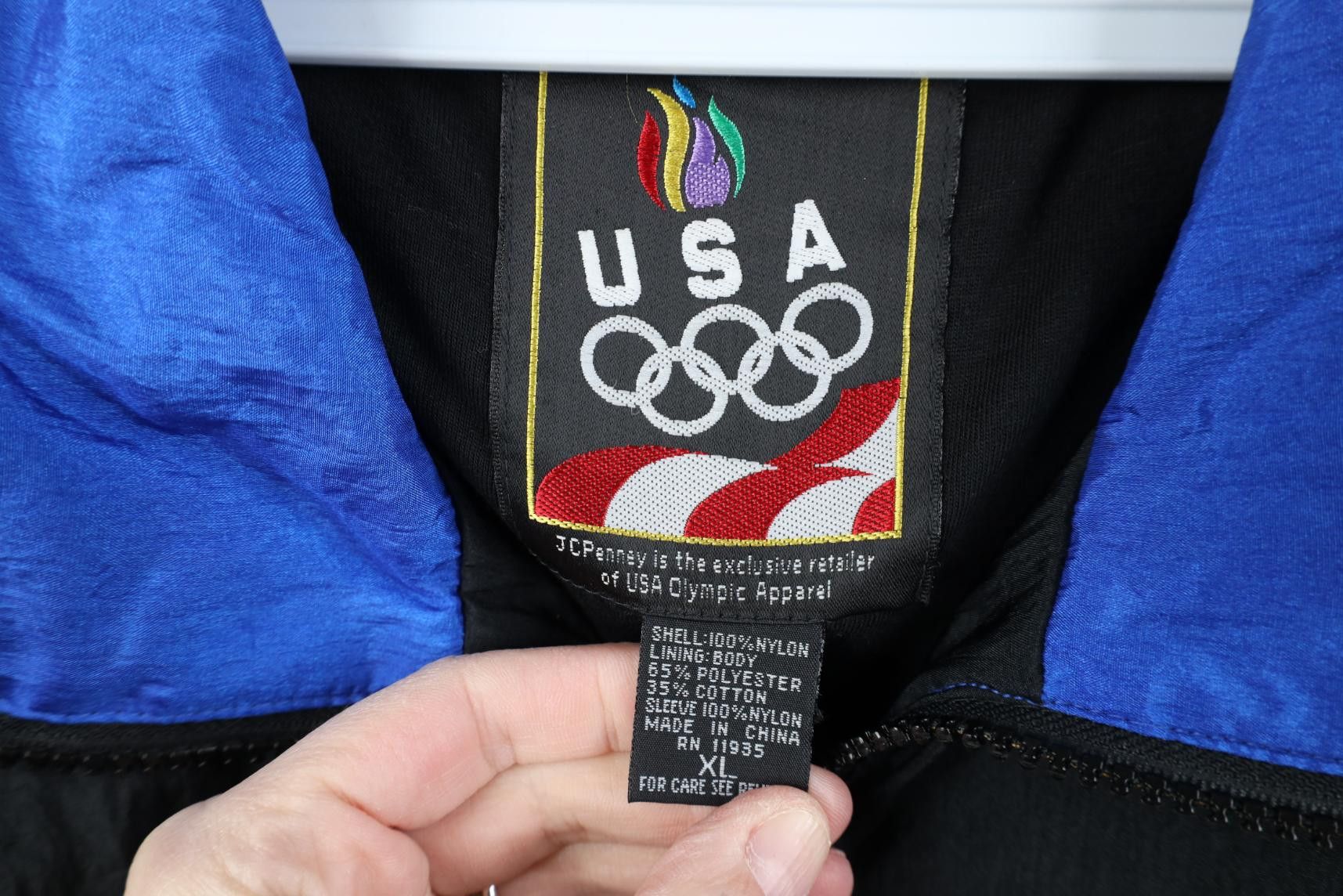 Vintage Vintage 90s USA Olympics Block Lined Windbreaker Jacket Size US XL / EU 56 / 4 - 11 Thumbnail