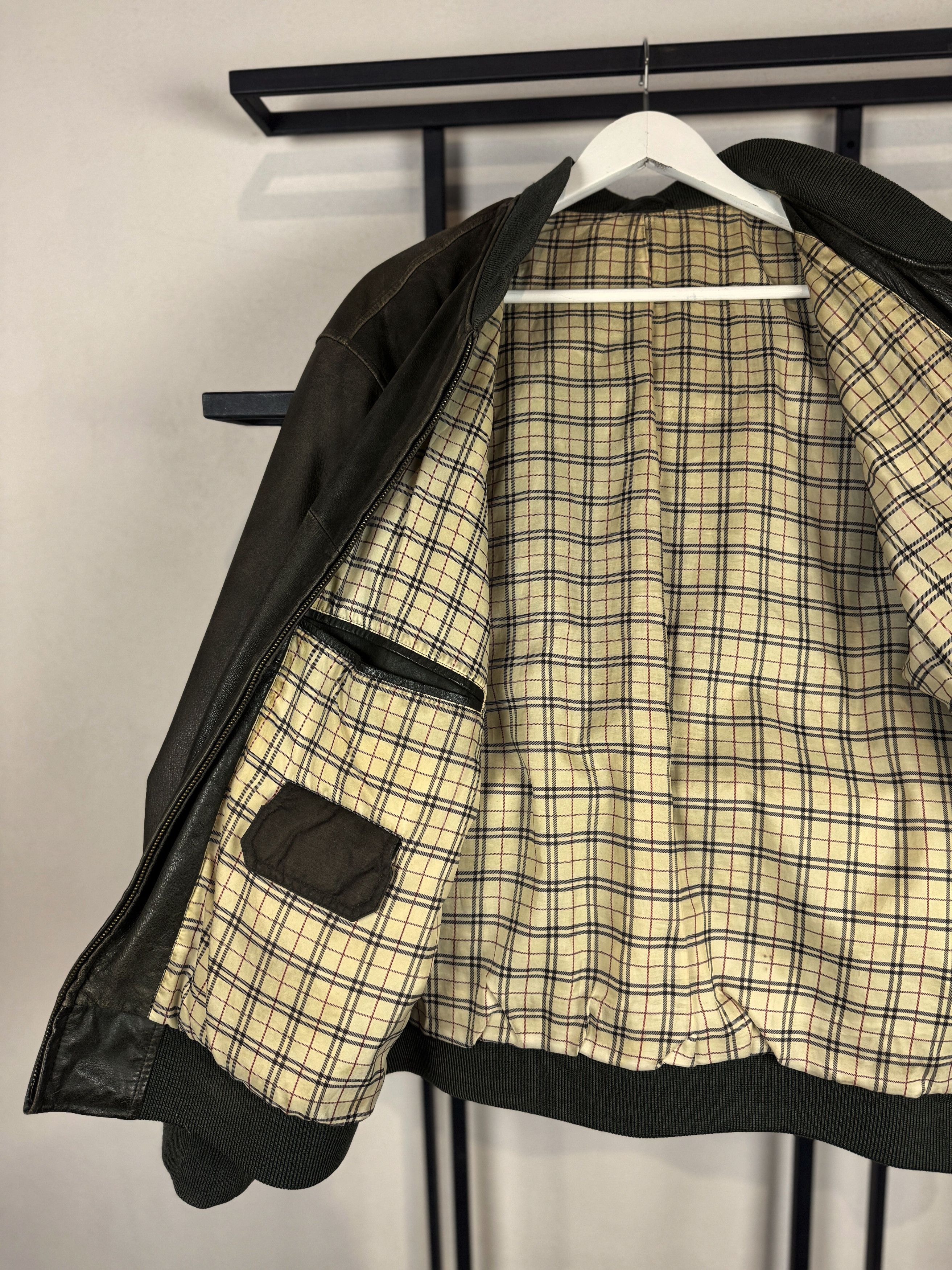 Issey Miyake Vintage Leather Bomber Jacket Minimal Zip Dark Core Style Size US S / EU 44-46 / 1 - 7 Thumbnail