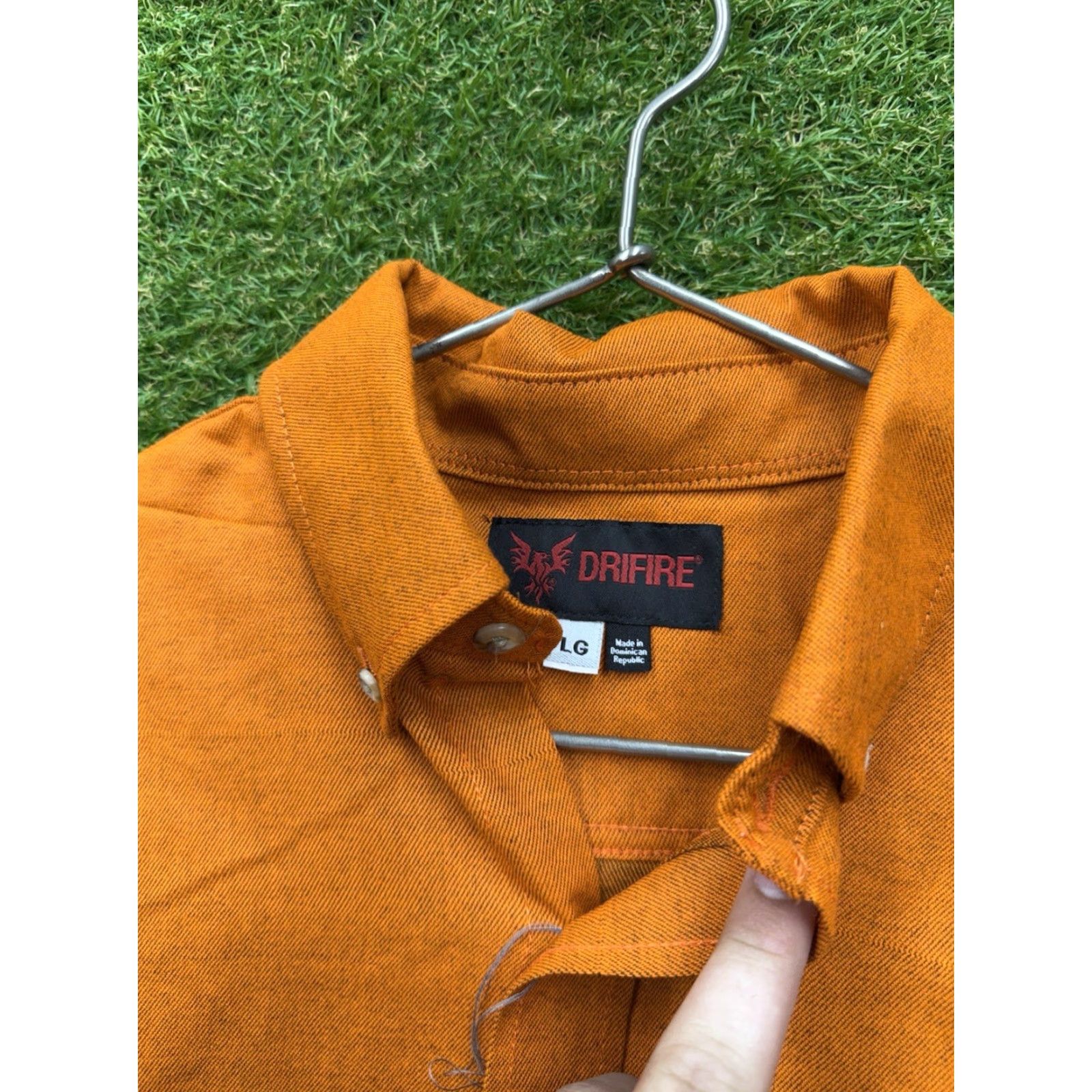 Denime Drifire Shirt Mens Large Denim Chambray Button-Up Long Sleeve Workwear 90s Orange Mens Size US L / EU 52-54 / 3 - 7 Thumbnail