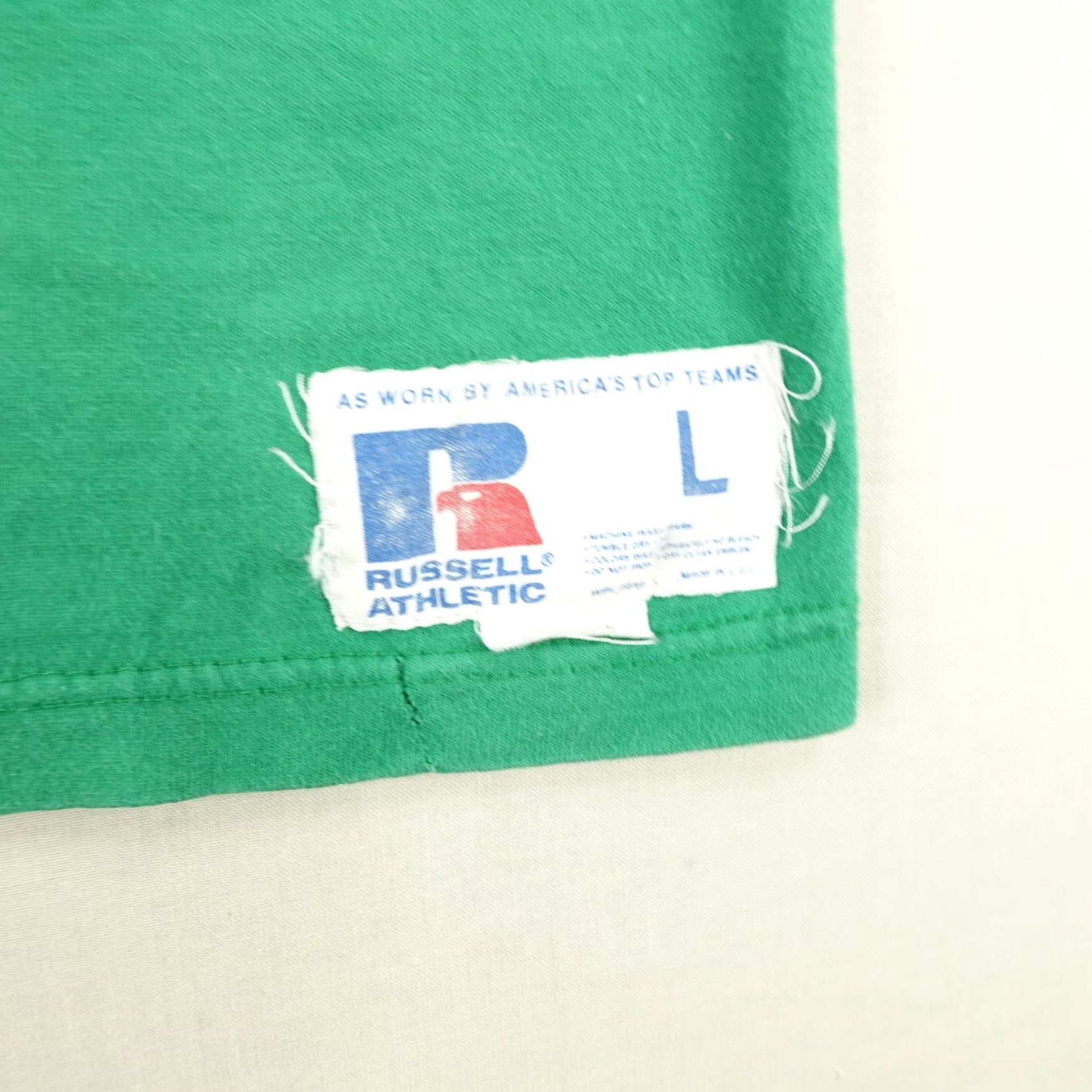 Russell Athletic VINTAGE Russell Athletic T-Shirt Men Large Green 90s Baseball Logo Graphic Print Cotton USA Size US L / EU 52-54 / 3 - 3 Thumbnail