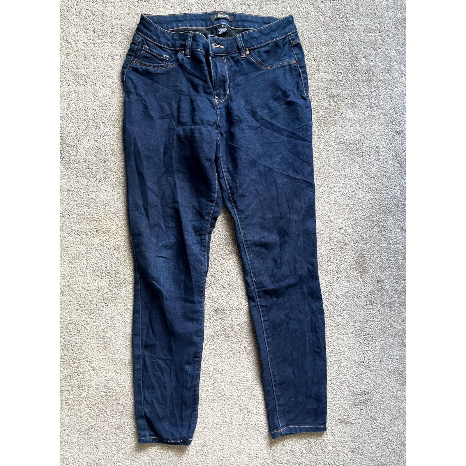 Vintage Womens D.Jeans Skinny Jeans 8 Mid Rise Stretch Cotton Blend Blue Solid Denim Size 30" / US 8 / IT 44 - 2 Thumbnail