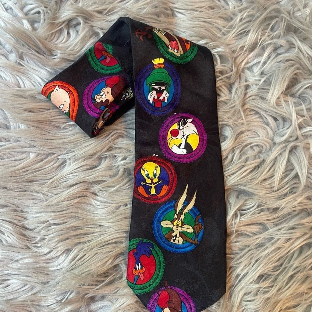 Warner Bros Looney Tuned vtg character tie(measurements shown) Size ONE SIZE - 3 Thumbnail