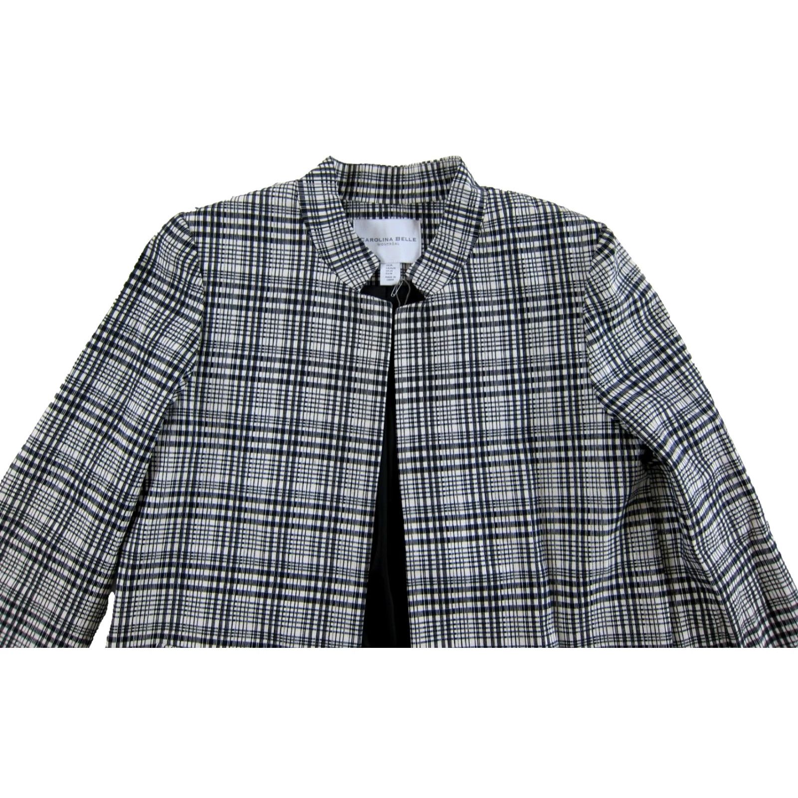 Vintage NWT Carolina Belle Montreal Black White Plaid Houndstooth Blazer Trench Coat M Size M / US 6-8 / IT 42-44 - 4 Thumbnail