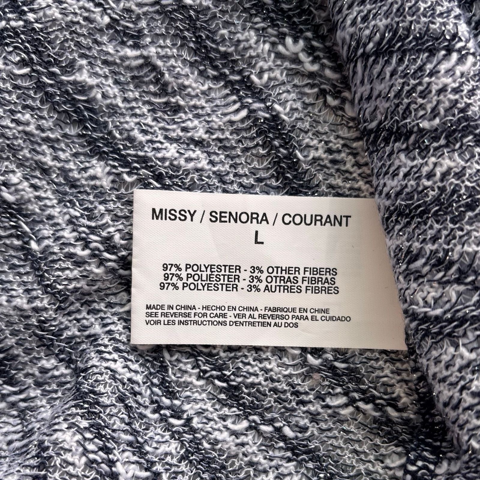 Gloria Vanderbilt Gloria Vanderbilt Navy Blue Gray & White Knit Sweater Size L Size L / US 10 / IT 46 - 12 Thumbnail