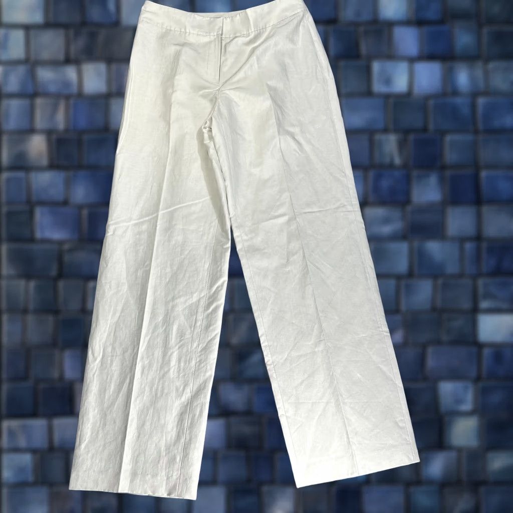 Talbots Talbots Collection Pants Womens 12 Beige Linen Blend Wide Leg Trouser NEW Size 34" / US 12 / IT 48 - 1 Thumbnail