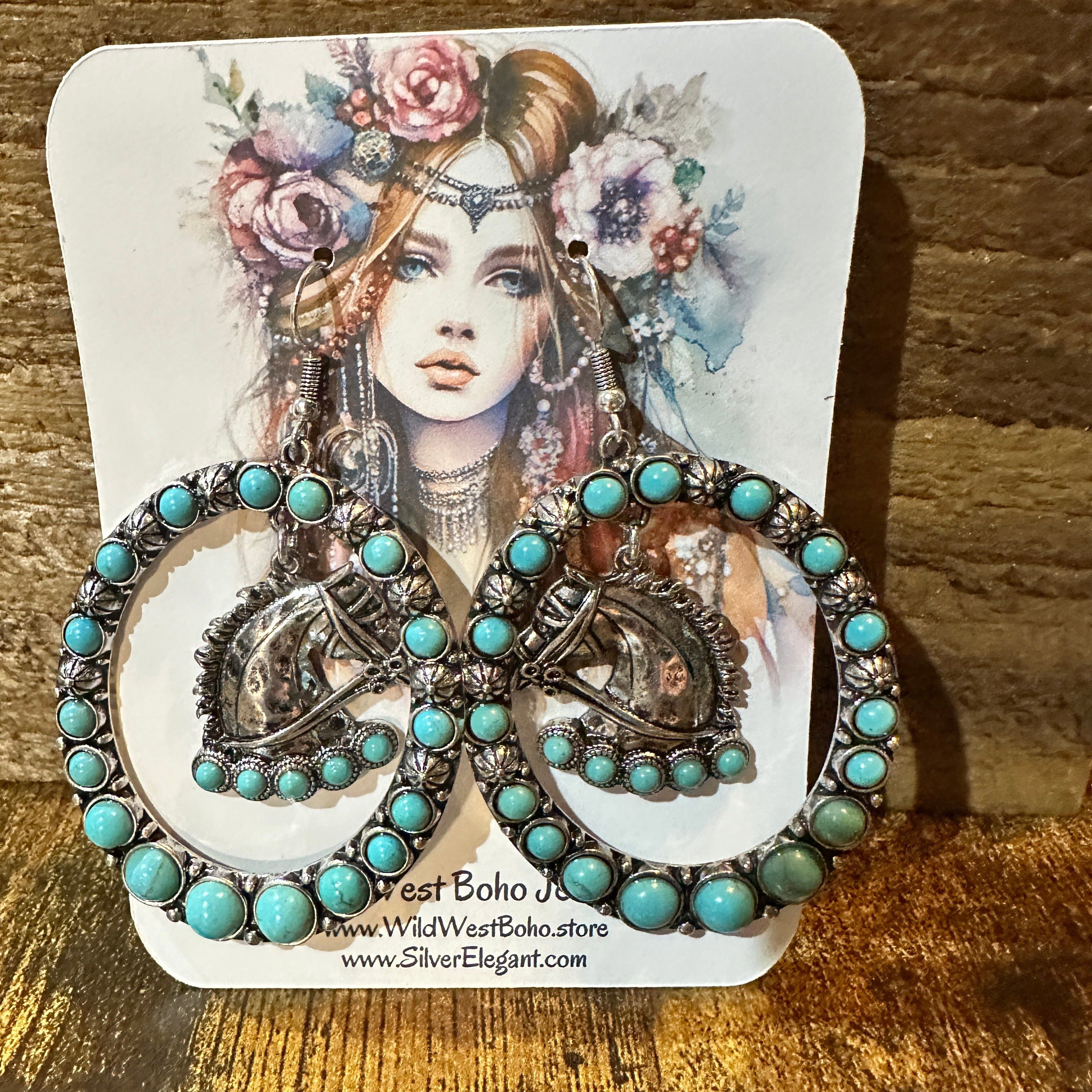 Other Boho Vibrant Turquoise Horse Estuarian Charm Statement Earr Size ONE SIZE - 9 Thumbnail