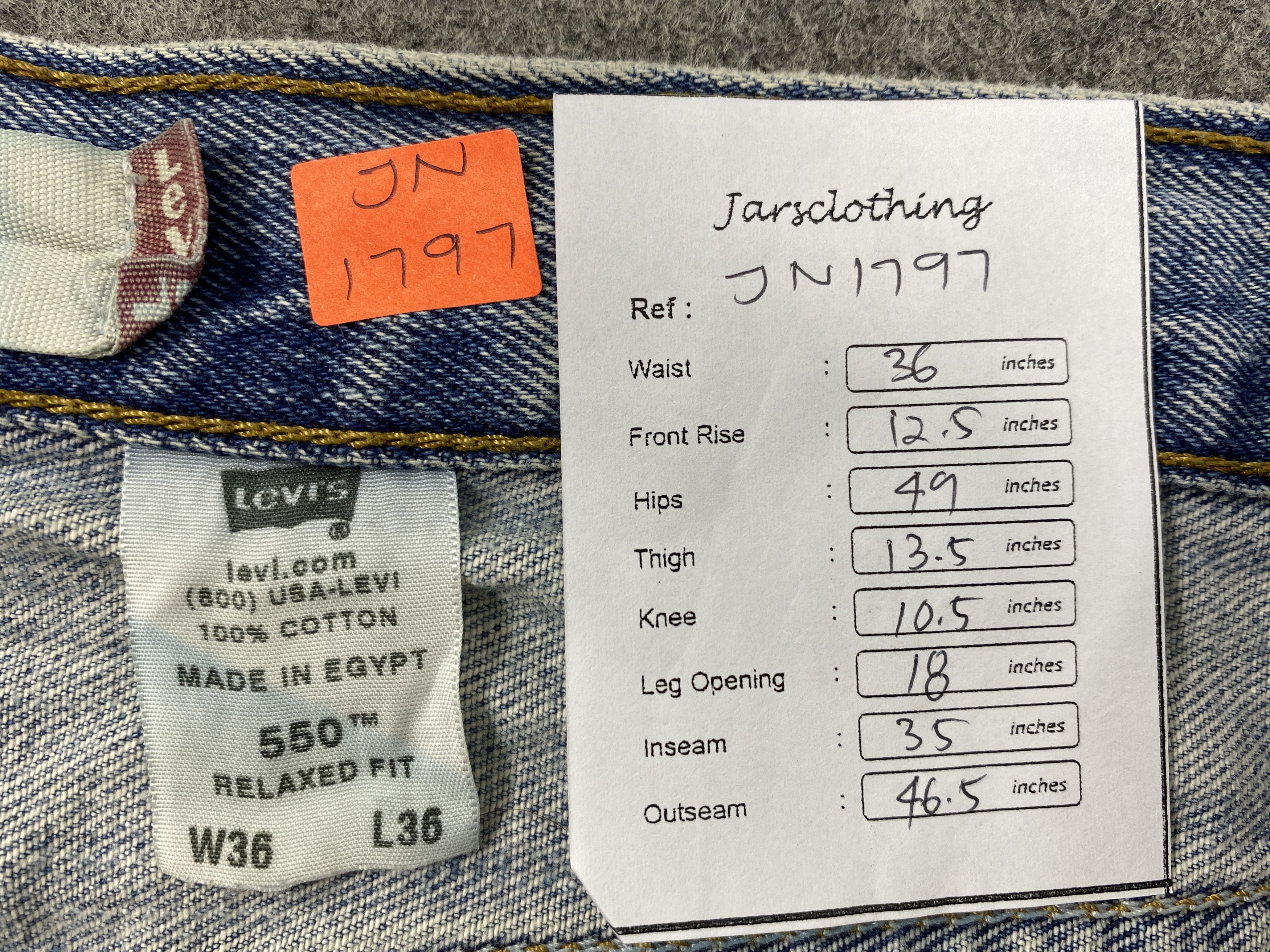 Levi's Light Blue Wash Vintage Levi's 550 36x35 Denim -JN1797 Size US 36 / EU 52 - 8 Thumbnail