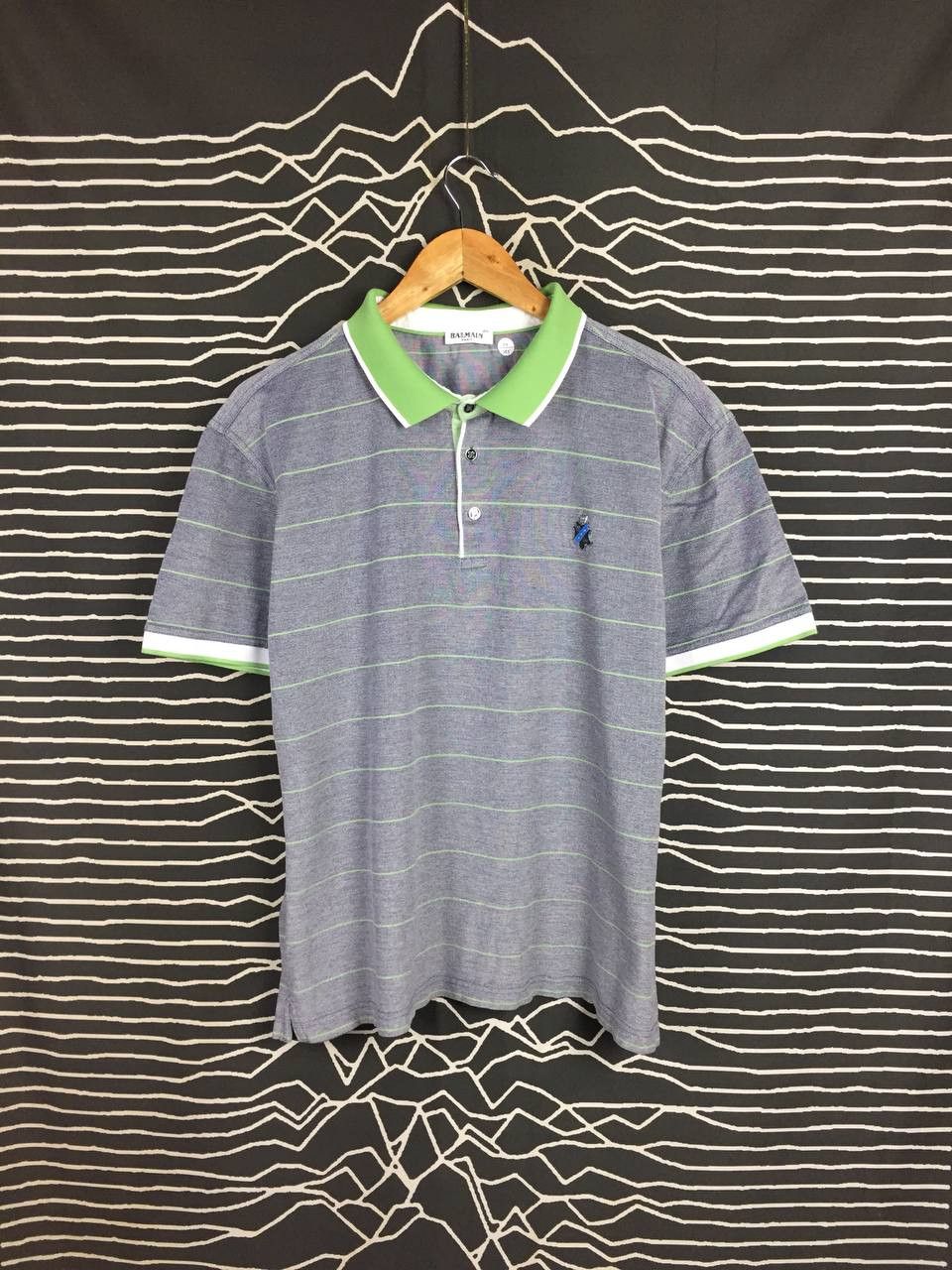 Balmain Balmain Paris Crest Logo Pinstripe Casual Polo Shirt Size US XL / EU 56 / 4 - 2 Thumbnail