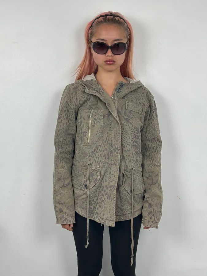Vintage 2000s Massimo Rebecchi Khaki Animal Kingdom Long Coat Size M / US 6-8 / IT 42-44 - 2 Thumbnail